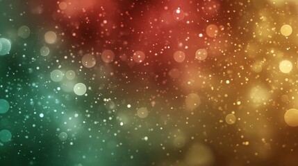 Fototapeta premium Festive Glitter Bokeh Background with Red, Gold, and Green Gradient Lights