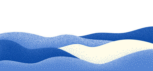 Vector Snow Abstract Background. Winter Landscape Texture. Ice Hill Illustration with Grain Dot Pattern. Winter Blue and White Snow Scene. © Briddy