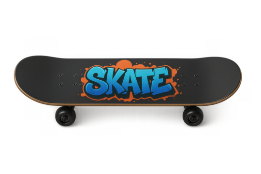 Skateboard deck with graffiti street art style lettering skate text vector illustration on transparent background - Powered by Adobe
