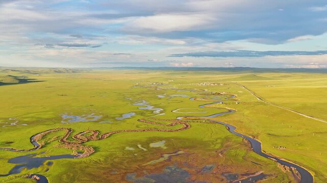 Aerial photography of the Morge River in August