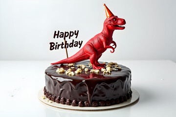 Happy Birthday Funny Rex dark chocolate cake