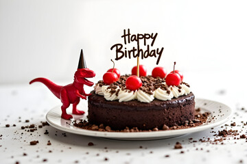 Happy Birthday Funny Rex strawberry chocolate cake