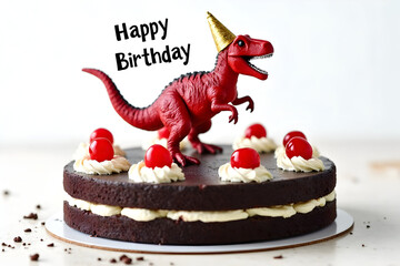 Happy Birthday Funny Rex cute strawberry vanilla cake