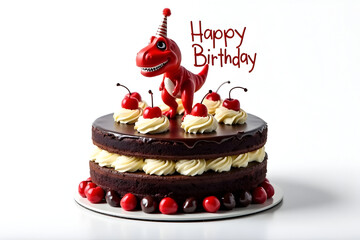 Happy Birthday Funny Rex cherry vanilla chocolate cake