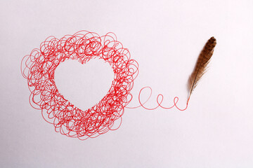 A bird's feather draws the exit from a troubled heart