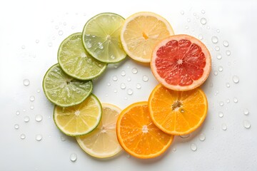 Vibrant Citrus Slices on White