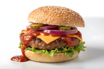 Gourmet Beef Burger Isolated