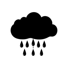 rain cloud with drops white background