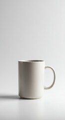 Obraz premium A clean ceramic coffee mug standing upright on a seamless pure white backdrop, ready for hot beverage consumption, pure, hot, vessel