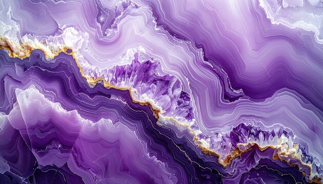 Vibrant Purple and Gold Marble Texture with Wavy Patterns.