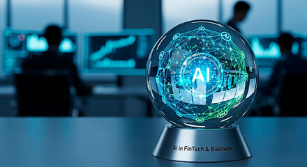 A futuristic crystal ball concept for the field of technology and data analysis.