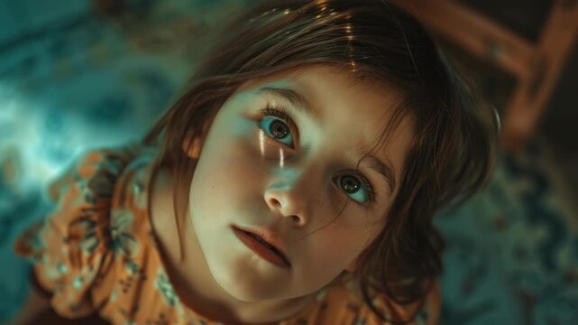 Young girl with an expression of wonder and curiosity.