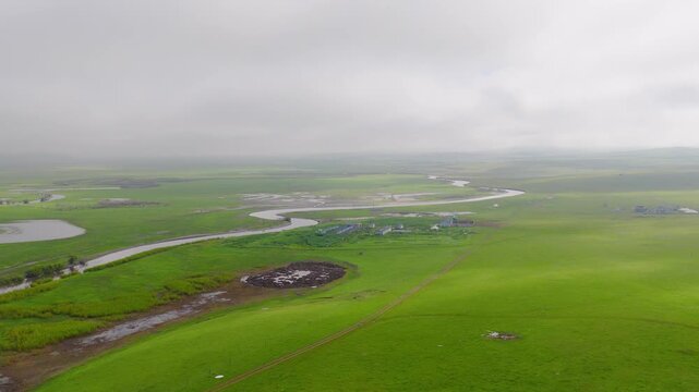 Aerial photography of the Morge River in August