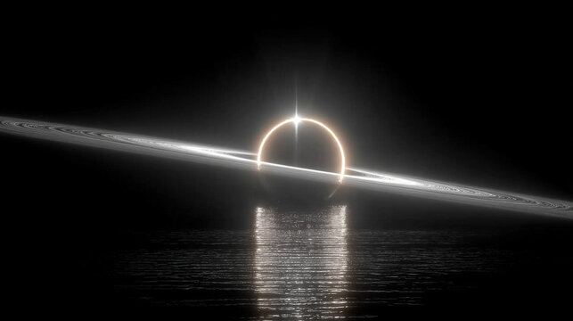 Massive black hole radiates bright hyperrealistic glow with swirling light and cosmic energy symbolizing mystery, power, and the vastness of the universe in vivid detail