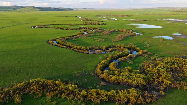 Aerial photography of the Morge River in August