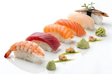 Sushi Nigiri Assortment on White