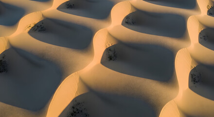 Obraz premium Abstract undulating sand dunes with dramatic shadows and light.
