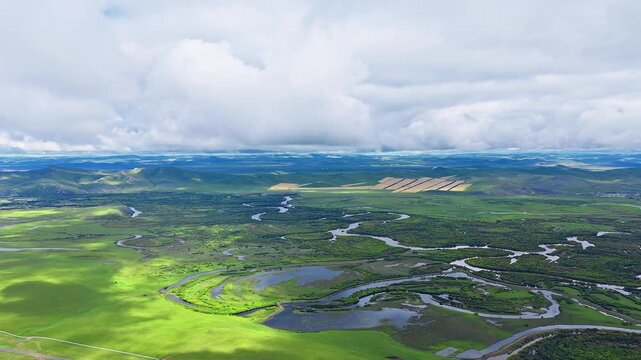 Aerial photography of the Morge River in August