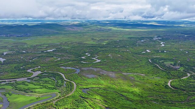 Aerial photography of the Morge River in August