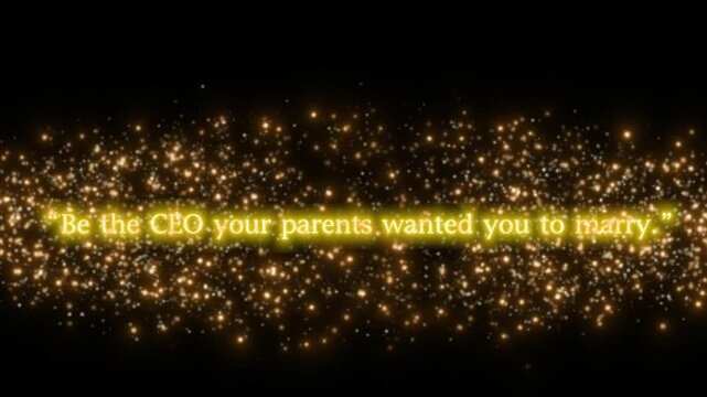 Golden sparkling particles forming an oval shape with pointed ends on a dark background in a horizontal view
