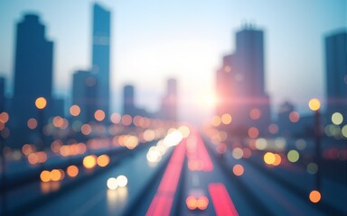 Fintech with blurred city abstract lights background , isolated on white background,  , copy space, copy space for text,. High quality