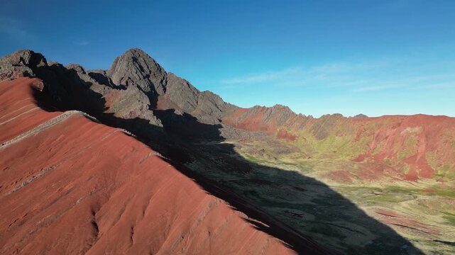 Stunning Peruvian Red Mountainside Aerial View