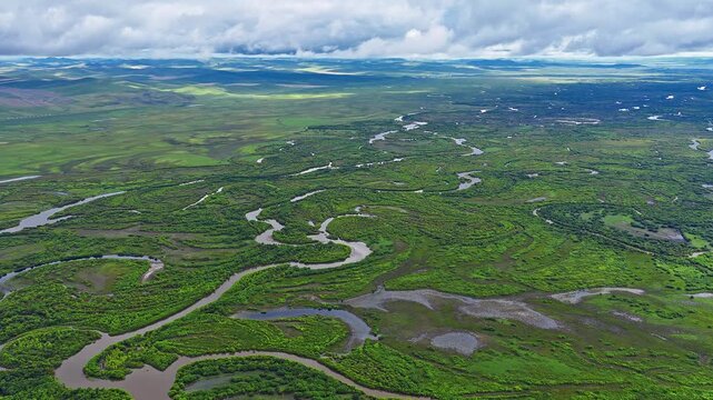 Aerial photography of the Morge River in August