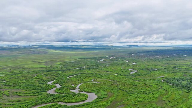 Aerial photography of the Morge River in August