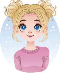 smiling cute girls woman cartoon