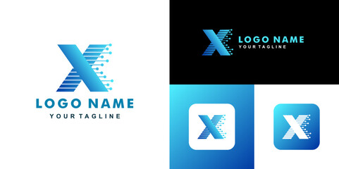 letter X connection logo design icon vector illustration