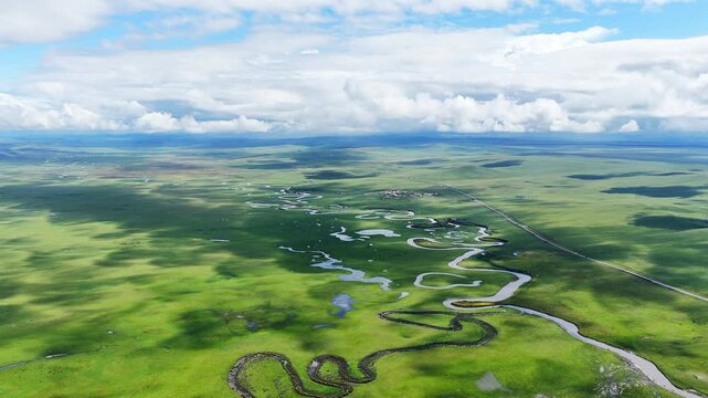 Aerial photography of the Morge River in August