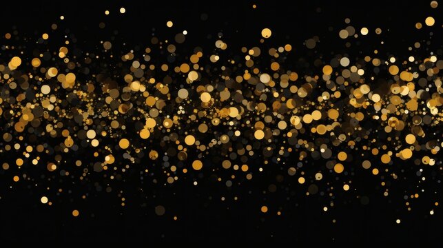 Golden and black abstract background with bokeh effect