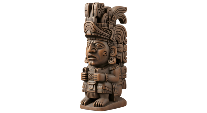 Ancient Mayan figure carved from wood