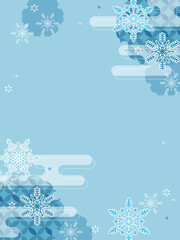 雪と和風柄のかわいい背景・縦型テンプレート