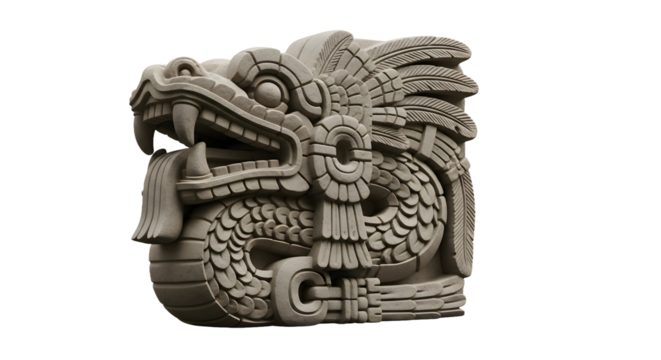 Ancient stone serpent head carving