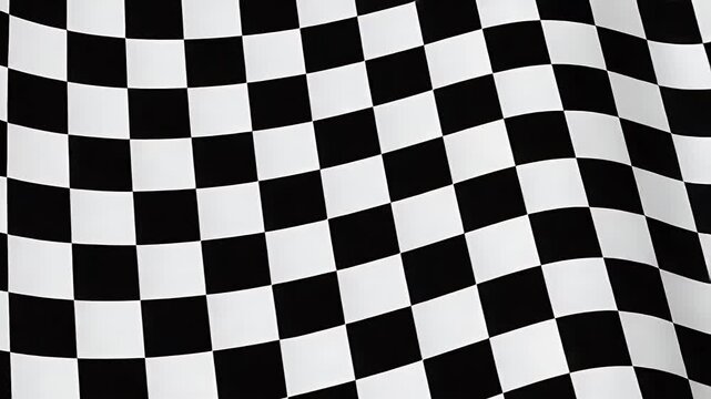 Dynamic video of a waving checkered racing flag symbolizing speed, competition, and victory in motorsports events