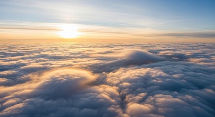 Serene Sunrise Over a Sea of Clouds in the Sky	