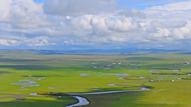 Aerial photography of the Morge River in August