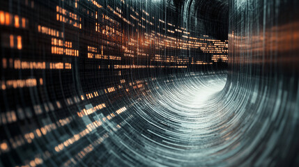 Data streams cascade like waterfalls blending digital and natural elements symbolizing information flow connectivity and the harmony between technology and organic patterns