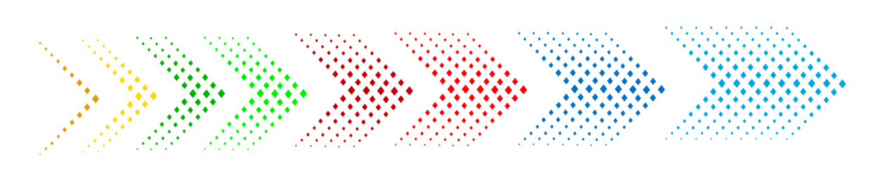 Set of arrows with halftone effect. Vector illustration