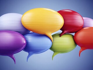 a group of differently colored balloons arranged in a way that creates a sense of movement, each with varying shades of orange, yellow, blue, green, and purple