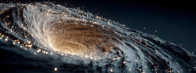 a close-up view of a massive wave formed by sparkles