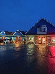 modern house in the night, hotel, night