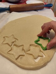 baking christmas cookies, pastry, hands 
