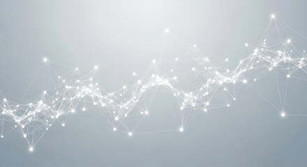 Abstract White Network of Glowing Particles Expanding Outwards	