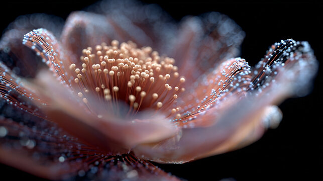 Vibrant digital particles converge to form an abstract glowing flower, symbolizing creativity, growth, and energy in a futuristic, dynamic composition. - Powered by Adobe