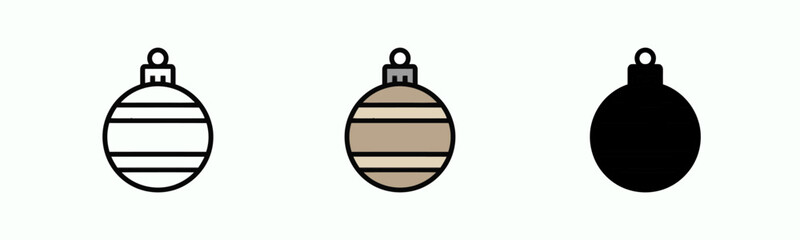 Christmas Decoration Ornament Line and Color Variations on White Background