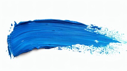 Bold blue paint stroke on white background