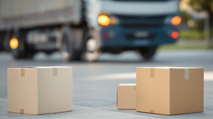 Fast delivery boxes arriving by truck for efficient shipping and modern logistics solutions