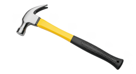 Claw Hammer With Yellow Handle Isolated On Black Background